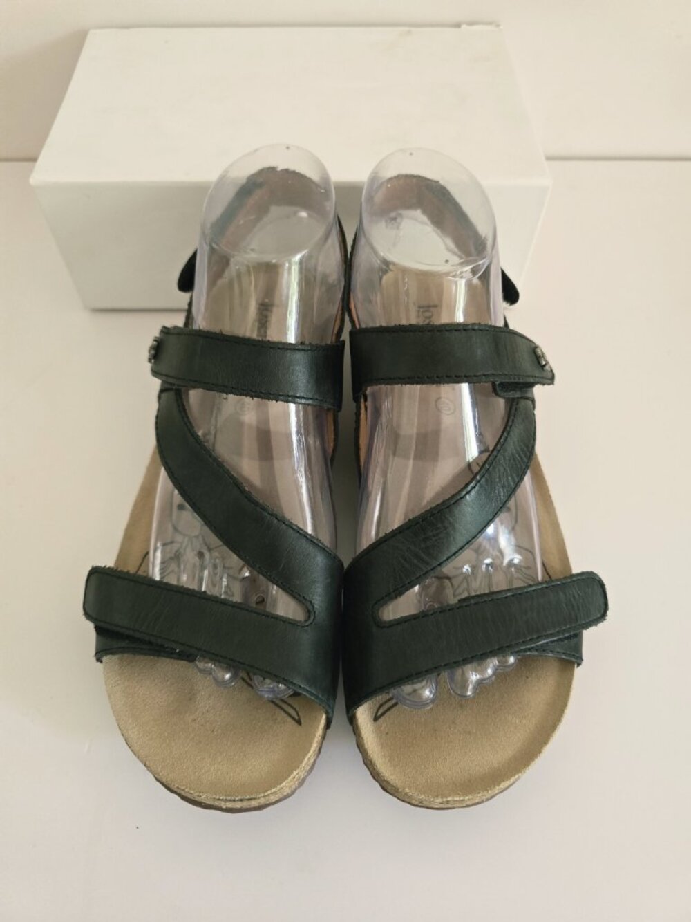 Josef Seibel Tonga 25 Black Leather Cork Open Toe Sandals 40 9 9.5 Shoes Womens - Picture 8 of 10